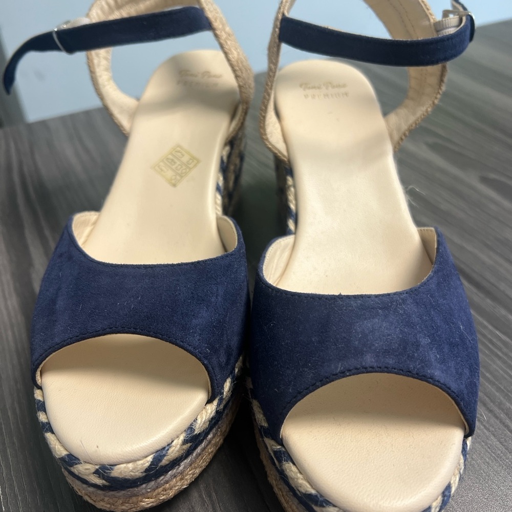 Navy Blue Espadrille Wedge Sandals